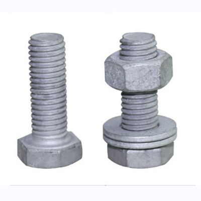 Carbon Steel Power Line Fittings Hot Forged HDG Hex Bolt And Nut Grade  6.8