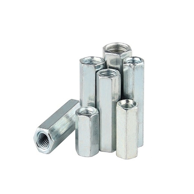 SS201 Hex Long Forged Eye Nut DIN6334 Coupling Nut White Zinc Plated